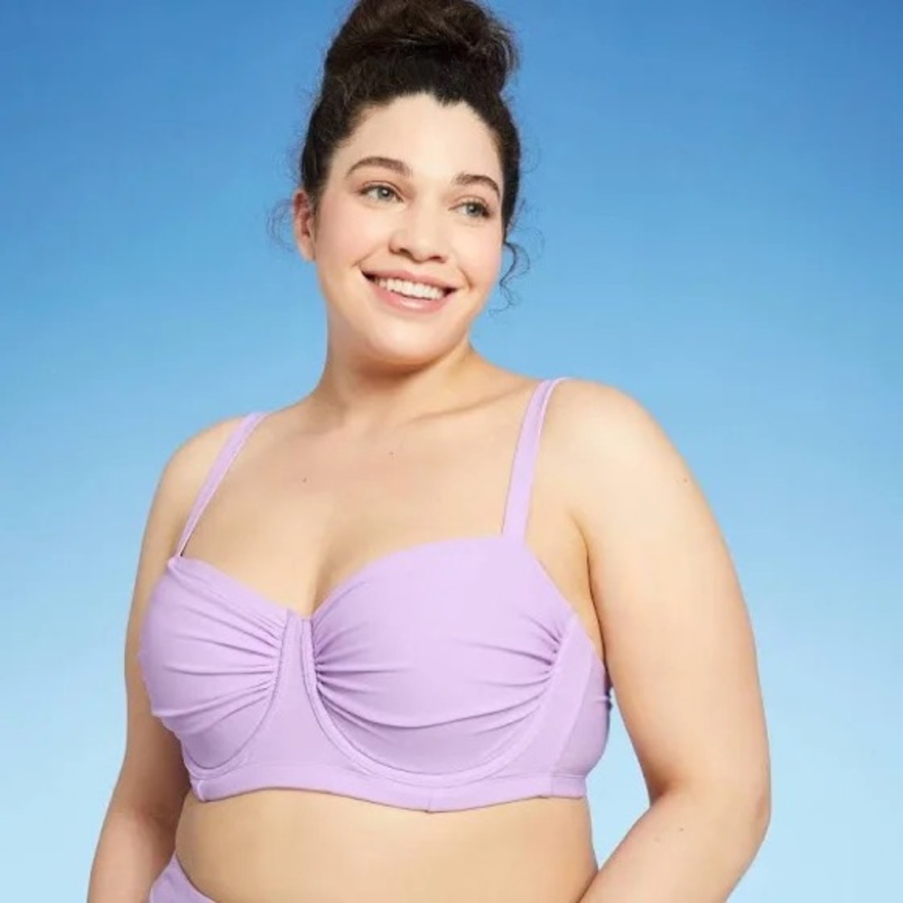 Xhilaration Juniors' Plus Size Shirred Underwire Bikini Top Lilac Purple